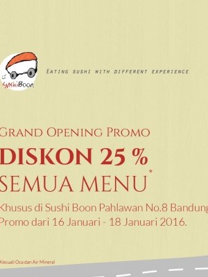 Opening Promo di Sushi Boon Jl. Pahlawan, Bandung